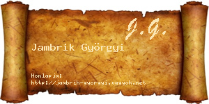 Jambrik Györgyi névjegykártya